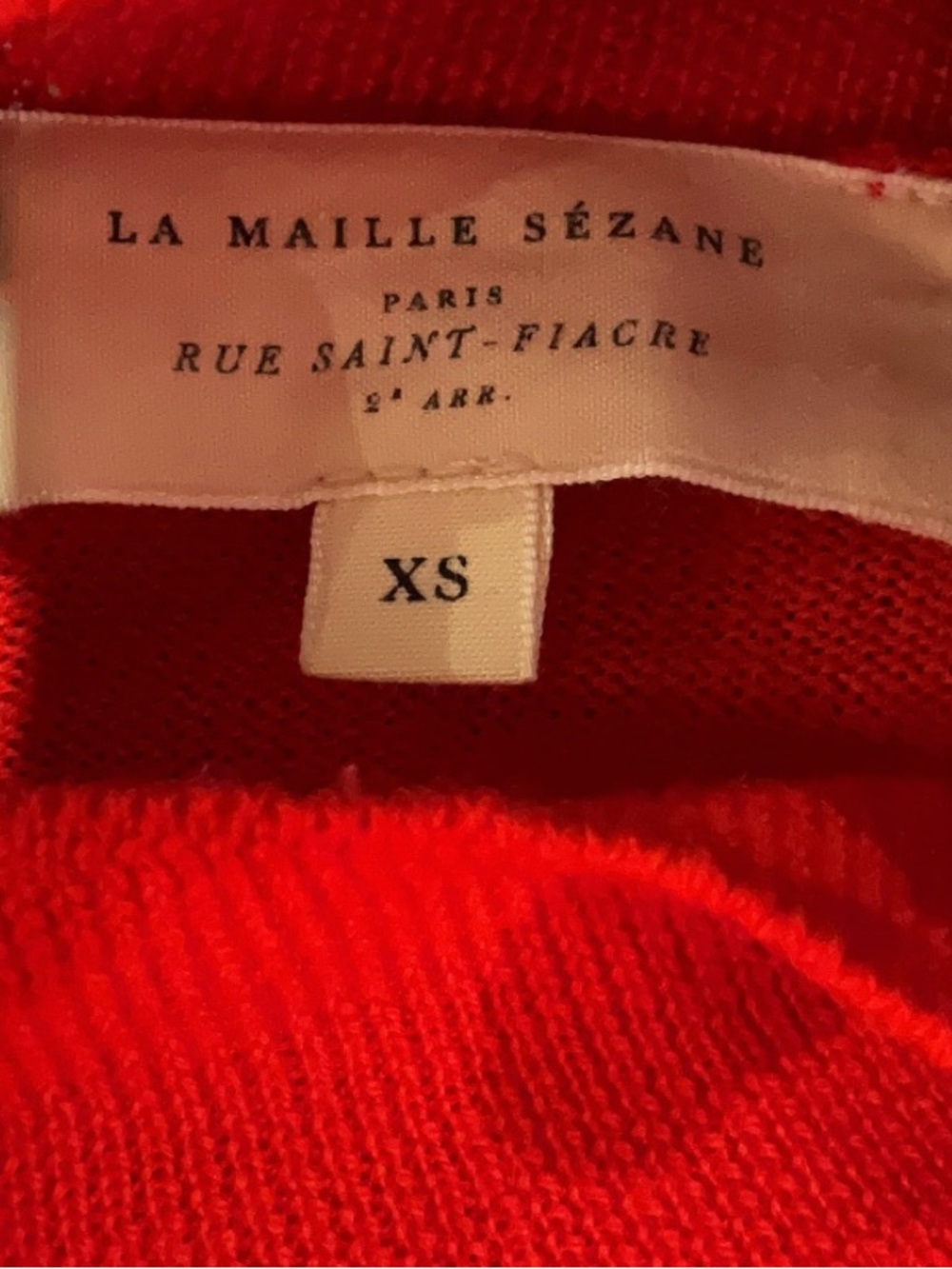 Sezane Jacob Jumper Cherry Red merino Wool Ribbed Fitted Sweater XS - Picture 6 of 7